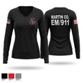 Martin co EM/911 Women's Long Sleeve V-neck Shirt - 1