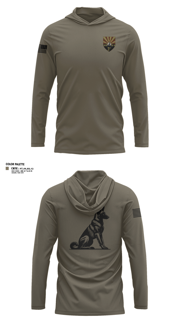 Long Sleeve Performance Shirt with hood, 355 K9, Air Force, Teamtime, Team time, sublimation, custom sports apparel, team uniforms, spirit wear, spiritwear, sports uniforms, custom shirts, team store, custom team store, fundraiser sports, apparel fundraiser