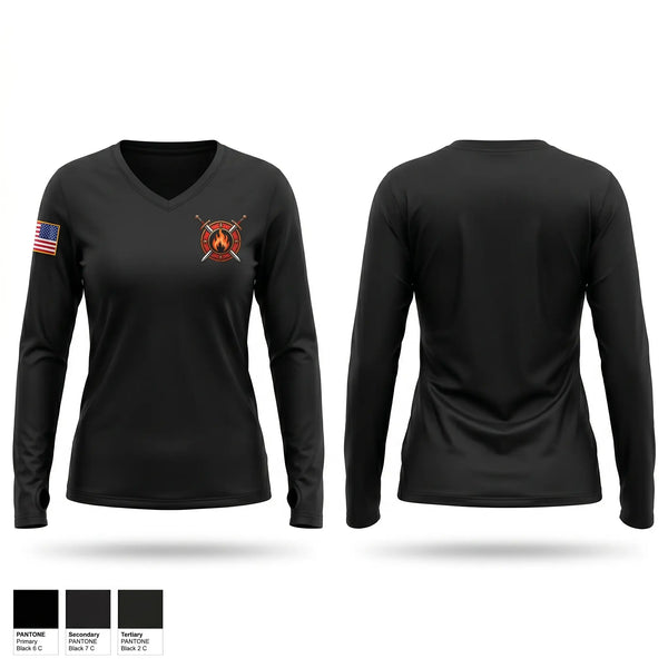 Womens Long Sleeve Vneck Shirt, CCoE Charlie Branch, Army, Teamtime, Team time, sublimation, custom sports apparel, team uniforms, spirit wear, spiritwear, sports uniforms, custom shirts, team store, custom team store, fundraiser sports, apparel fundraiser
