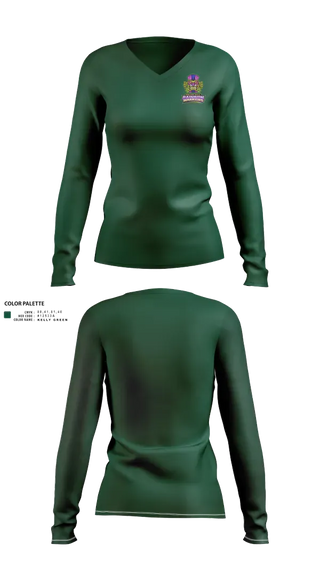 Womens Long Sleeve Vneck Shirt, Polish Hill Rainbow Warriors, , Teamtime, Team time, sublimation, custom sports apparel, team uniforms, spirit wear, spiritwear, sports uniforms, custom shirts, team store, custom team store, fundraiser sports, apparel fundraiser