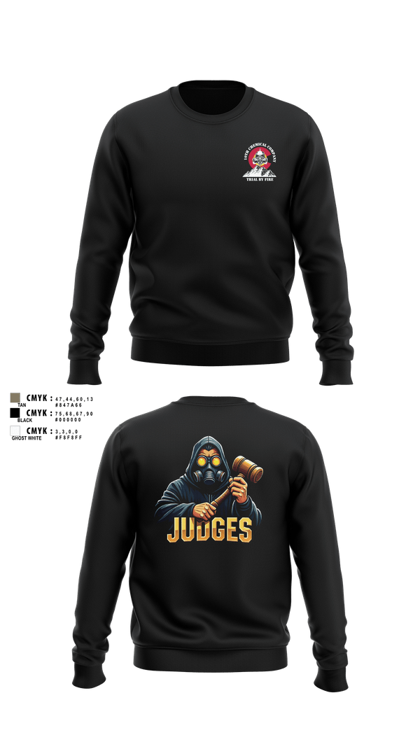 Crew Neck Sweatshirt, 1st Platoon Judges, 10th Chemical Company, Army, Teamtime, Team time, sublimation, custom sports apparel, team uniforms, spirit wear, spiritwear, sports uniforms, custom shirts, team store, custom team store, fundraiser sports, apparel fundraiser