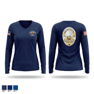 Womens Long Sleeve Vneck Shirt, Seaside Police Department, Police, Teamtime, Team time, sublimation, custom sports apparel, team uniforms, spirit wear, spiritwear, sports uniforms, custom shirts, team store, custom team store, fundraiser sports, apparel fundraiser