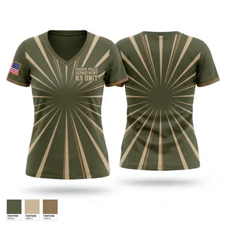 Womens Short Sleeve Vneck Shirt, Hudson Police Department K-9 Unit, Police, Teamtime, Team time, sublimation, custom sports apparel, team uniforms, spirit wear, spiritwear, sports uniforms, custom shirts, team store, custom team store, fundraiser sports, apparel fundraiser