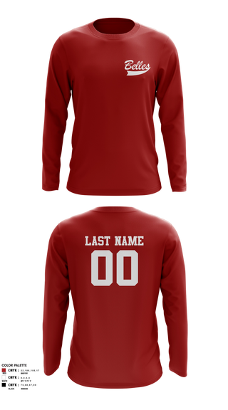 Long Sleeve Performance Shirt, Bluegrass Lightning Belles, Softball, Teamtime, Team time, sublimation, custom sports apparel, team uniforms, spirit wear, spiritwear, sports uniforms, custom shirts, team store, custom team store, fundraiser sports, apparel fundraiser