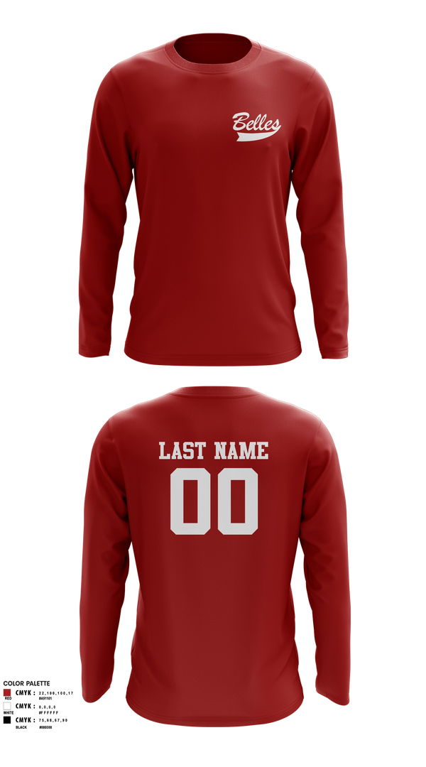 Long Sleeve Performance Shirt, Bluegrass Lightning Belles, Softball, Teamtime, Team time, sublimation, custom sports apparel, team uniforms, spirit wear, spiritwear, sports uniforms, custom shirts, team store, custom team store, fundraiser sports, apparel fundraiser