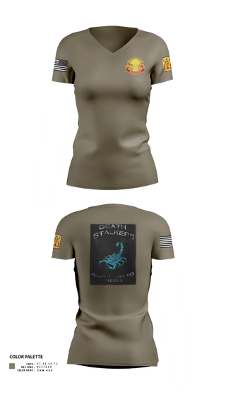 Womens Short Sleeve Vneck Shirt, 5-4 ADA A BTRY 3rd PLT, , Teamtime, Team time, sublimation, custom sports apparel, team uniforms, spirit wear, spiritwear, sports uniforms, custom shirts, team store, custom team store, fundraiser sports, apparel fundraiser