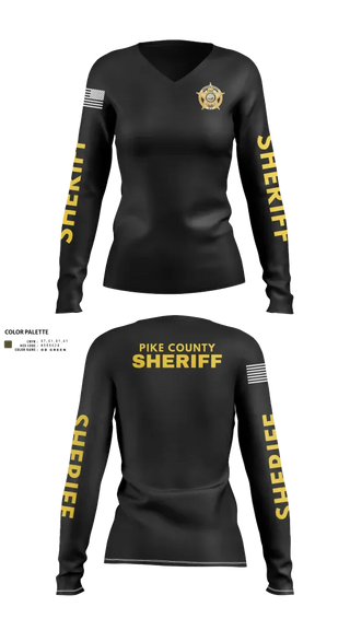 Womens Long Sleeve Vneck Shirt, Pike County Sheriffs Office, Police, Teamtime, Team time, sublimation, custom sports apparel, team uniforms, spirit wear, spiritwear, sports uniforms, custom shirts, team store, custom team store, fundraiser sports, apparel fundraiser