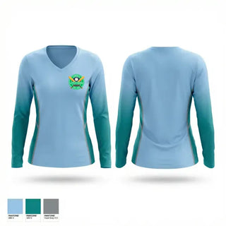 Womens Long Sleeve Vneck Shirt, Lowell Little League, Spirit Store, Teamtime, Team time, sublimation, custom sports apparel, team uniforms, spirit wear, spiritwear, sports uniforms, custom shirts, team store, custom team store, fundraiser sports, apparel fundraiser