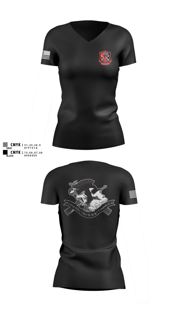 Womens Short Sleeve Vneck Shirt, Pershing Rifles, Company L-4, Army, Teamtime, Team time, sublimation, custom sports apparel, team uniforms, spirit wear, spiritwear, sports uniforms, custom shirts, team store, custom team store, fundraiser sports, apparel fundraiser