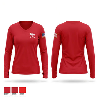 Womens Long Sleeve Vneck Shirt, Tow VFD, Fire Department, Teamtime, Team time, sublimation, custom sports apparel, team uniforms, spirit wear, spiritwear, sports uniforms, custom shirts, team store, custom team store, fundraiser sports, apparel fundraiser