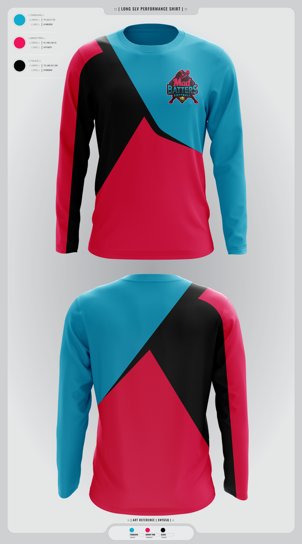 Long Sleeve Performance Shirt, MadBatters Softball, Softball, Teamtime, Team time, sublimation, custom sports apparel, team uniforms, spirit wear, spiritwear, sports uniforms, custom shirts, team store, custom team store, fundraiser sports, apparel fundraiser