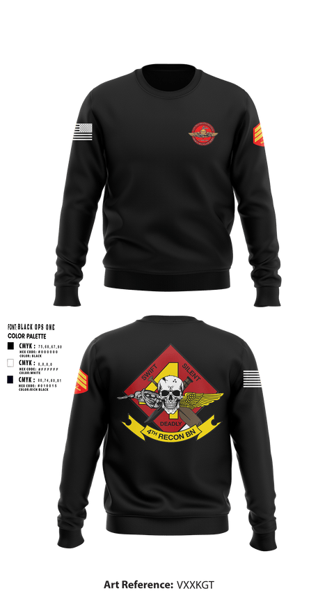 Crew Neck Sweatshirt, 4th Recon Delta Company, Marines, Teamtime, Team time, sublimation, custom sports apparel, team uniforms, spirit wear, spiritwear, sports uniforms, custom shirts, team store, custom team store, fundraiser sports, apparel fundraiser