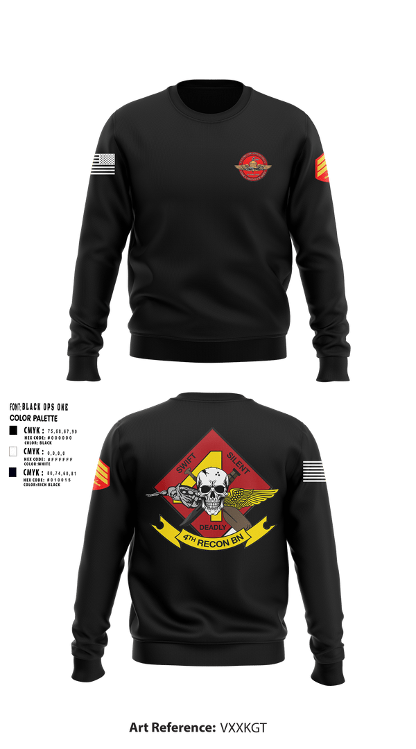 Crew Neck Sweatshirt, 4th Recon Delta Company, Marines, Teamtime, Team time, sublimation, custom sports apparel, team uniforms, spirit wear, spiritwear, sports uniforms, custom shirts, team store, custom team store, fundraiser sports, apparel fundraiser