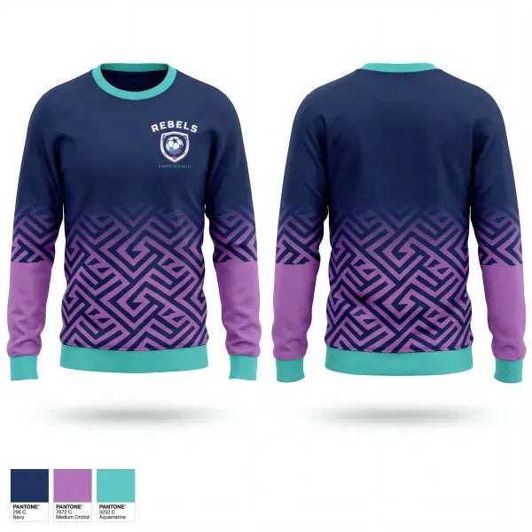 Crew Neck Sweatshirt, Rebels, Women's Soccer, Teamtime, Team time, sublimation, custom sports apparel, team uniforms, spirit wear, spiritwear, sports uniforms, custom shirts, team store, custom team store, fundraiser sports, apparel fundraiser