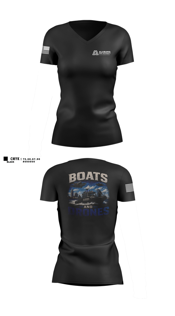 Womens Short Sleeve Vneck Shirt, Alabama Port Authority Police, Police, Teamtime, Team time, sublimation, custom sports apparel, team uniforms, spirit wear, spiritwear, sports uniforms, custom shirts, team store, custom team store, fundraiser sports, apparel fundraiser