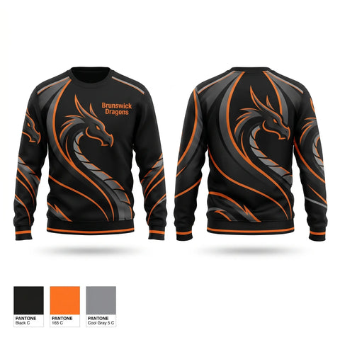 Crew Neck Sweatshirt, Brunswick Dragons, Women's Basketball, Teamtime, Team time, sublimation, custom sports apparel, team uniforms, spirit wear, spiritwear, sports uniforms, custom shirts, team store, custom team store, fundraiser sports, apparel fundraiser