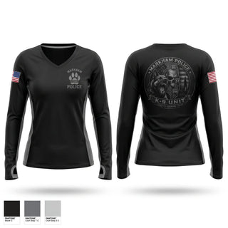 Womens Long Sleeve Vneck Shirt, Markham Police K9 Unit, Police, Teamtime, Team time, sublimation, custom sports apparel, team uniforms, spirit wear, spiritwear, sports uniforms, custom shirts, team store, custom team store, fundraiser sports, apparel fundraiser