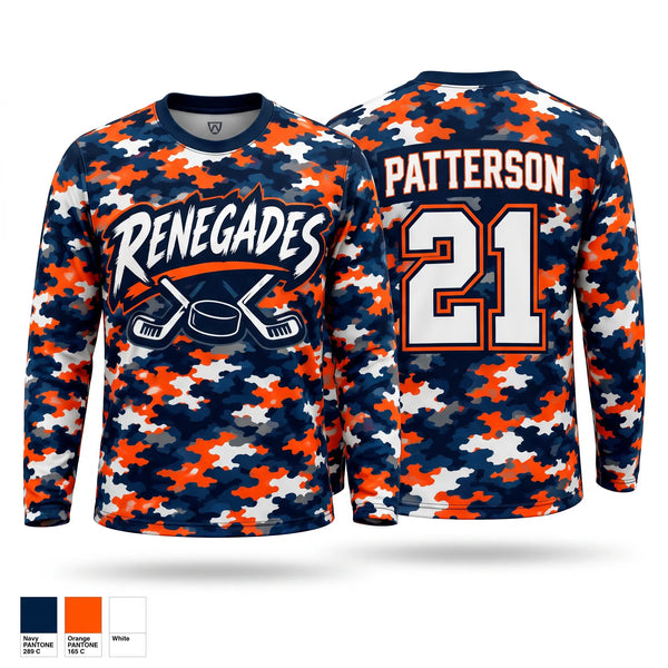 Long Sleeve Performance Shirt, Renegades, Ice Hockey, Teamtime, Team time, sublimation, custom sports apparel, team uniforms, spirit wear, spiritwear, sports uniforms, custom shirts, team store, custom team store, fundraiser sports, apparel fundraiser