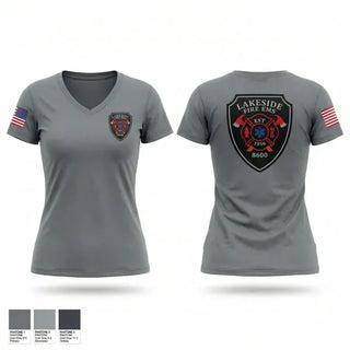 Womens Short Sleeve Vneck Shirt, Lakeside fire, Fire Department, Teamtime, Team time, sublimation, custom sports apparel, team uniforms, spirit wear, spiritwear, sports uniforms, custom shirts, team store, custom team store, fundraiser sports, apparel fundraiser