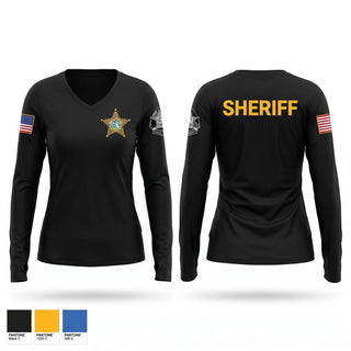 Womens Long Sleeve Vneck Shirt, Pasco Sheriff, Police, Teamtime, Team time, sublimation, custom sports apparel, team uniforms, spirit wear, spiritwear, sports uniforms, custom shirts, team store, custom team store, fundraiser sports, apparel fundraiser
