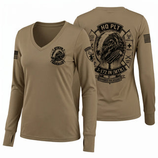 Womens Long Sleeve Vneck Shirt, 8th PSYOP BN, Army, Teamtime, Team time, sublimation, custom sports apparel, team uniforms, spirit wear, spiritwear, sports uniforms, custom shirts, team store, custom team store, fundraiser sports, apparel fundraiser