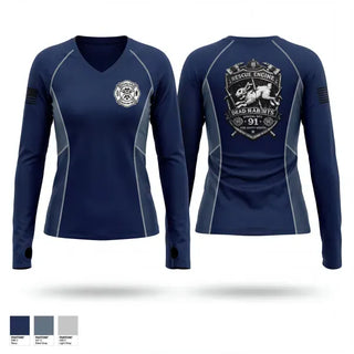 Womens Long Sleeve Vneck Shirt, Rescue engine 91, Fire Department, Teamtime, Team time, sublimation, custom sports apparel, team uniforms, spirit wear, spiritwear, sports uniforms, custom shirts, team store, custom team store, fundraiser sports, apparel fundraiser