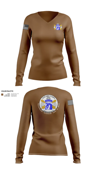 Womens Long Sleeve Vneck Shirt, XVIII Airborne Corps G34 FIRES, Army, Teamtime, Team time, sublimation, custom sports apparel, team uniforms, spirit wear, spiritwear, sports uniforms, custom shirts, team store, custom team store, fundraiser sports, apparel fundraiser