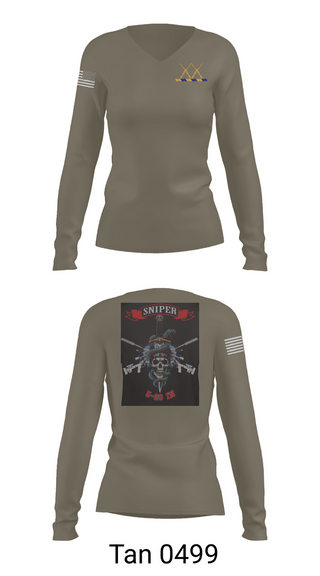 Womens Long Sleeve Vneck Shirt, 5-20 Infantry, Sniper section, Army, Teamtime, Team time, sublimation, custom sports apparel, team uniforms, spirit wear, spiritwear, sports uniforms, custom shirts, team store, custom team store, fundraiser sports, apparel fundraiser