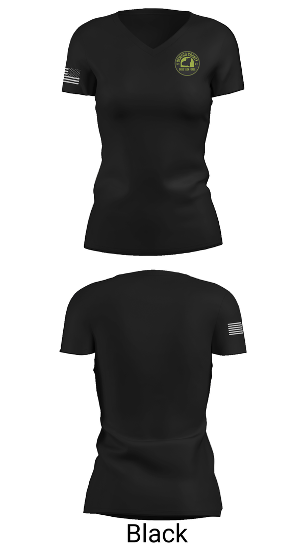Womens Short Sleeve Vneck Shirt, Oswego County Drug Task Force, Police, Teamtime, Team time, sublimation, custom sports apparel, team uniforms, spirit wear, spiritwear, sports uniforms, custom shirts, team store, custom team store, fundraiser sports, apparel fundraiser