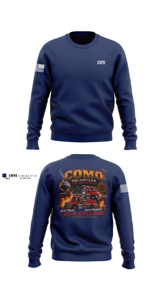 Crew Neck Sweatshirt, Como Volunteer Fire Department, Fire Department, Teamtime, Team time, sublimation, custom sports apparel, team uniforms, spirit wear, spiritwear, sports uniforms, custom shirts, team store, custom team store, fundraiser sports, apparel fundraiser