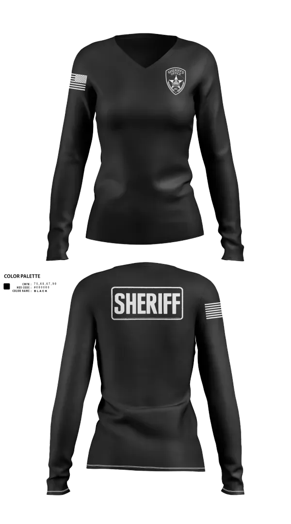 Womens Long Sleeve Vneck Shirt, Sheriff Emergency Response Team, Police, Teamtime, Team time, sublimation, custom sports apparel, team uniforms, spirit wear, spiritwear, sports uniforms, custom shirts, team store, custom team store, fundraiser sports, apparel fundraiser