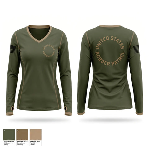 Womens Long Sleeve Vneck Shirt, United States Border Patrol, Police, Teamtime, Team time, sublimation, custom sports apparel, team uniforms, spirit wear, spiritwear, sports uniforms, custom shirts, team store, custom team store, fundraiser sports, apparel fundraiser