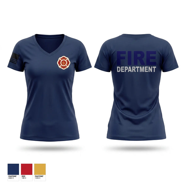 Womens Short Sleeve Vneck Shirt, Newport Fire and EMS, Fire Department, Teamtime, Team time, sublimation, custom sports apparel, team uniforms, spirit wear, spiritwear, sports uniforms, custom shirts, team store, custom team store, fundraiser sports, apparel fundraiser