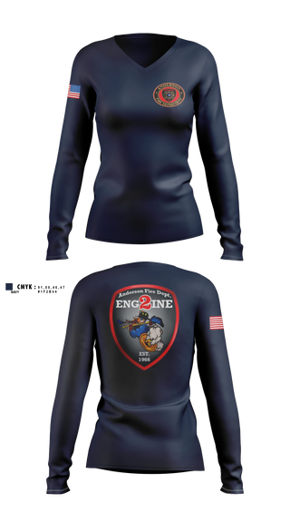 Womens Long Sleeve Vneck Shirt, Anderson City Fire, Fire Department, Teamtime, Team time, sublimation, custom sports apparel, team uniforms, spirit wear, spiritwear, sports uniforms, custom shirts, team store, custom team store, fundraiser sports, apparel fundraiser