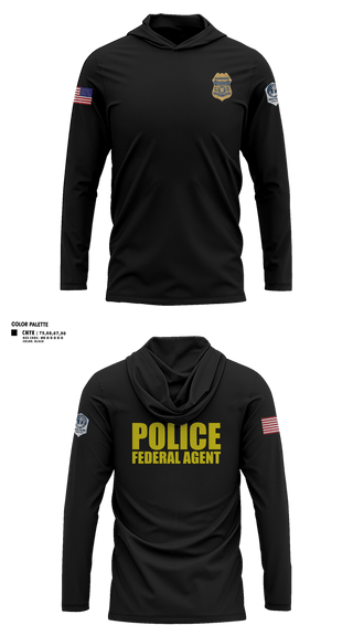 Long Sleeve Performance Shirt with hood, IRS-CI, Police, Teamtime, Team time, sublimation, custom sports apparel, team uniforms, spirit wear, spiritwear, sports uniforms, custom shirts, team store, custom team store, fundraiser sports, apparel fundraiser