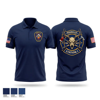 Short Sleeve Performance Polo, Kerrville Fire Dept, Fire Department, Teamtime, Team time, sublimation, custom sports apparel, team uniforms, spirit wear, spiritwear, sports uniforms, custom shirts, team store, custom team store, fundraiser sports, apparel fundraiser
