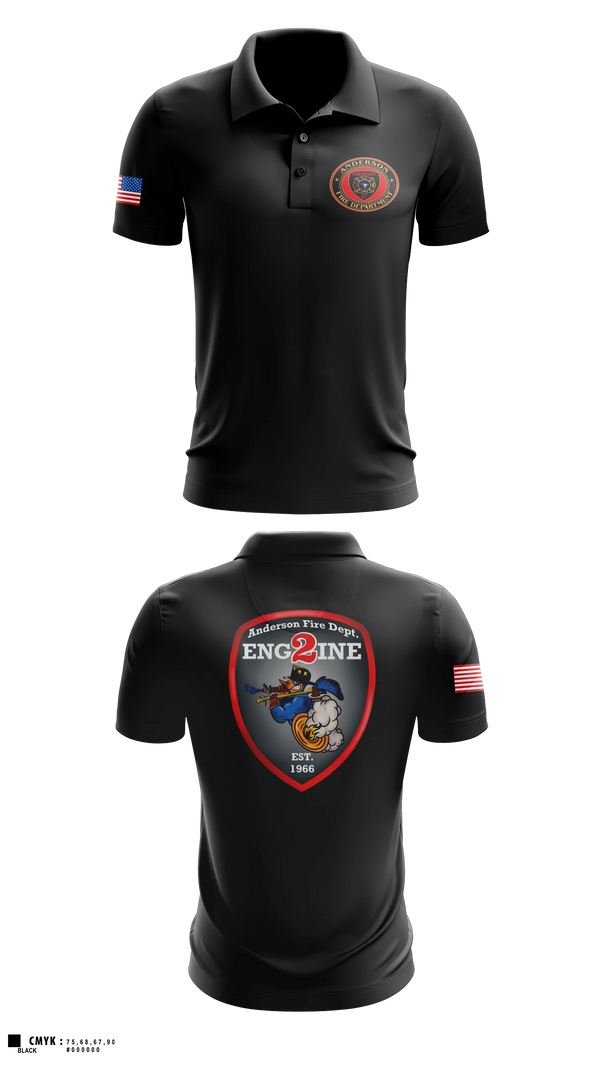 Short Sleeve Performance Polo, Anderson City Fire, Fire Department, Teamtime, Team time, sublimation, custom sports apparel, team uniforms, spirit wear, spiritwear, sports uniforms, custom shirts, team store, custom team store, fundraiser sports, apparel fundraiser
