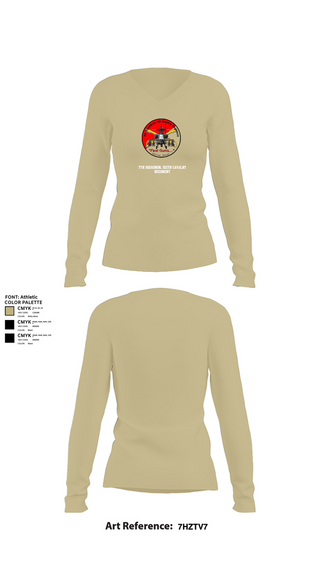 Womens Long Sleeve Vneck Shirt, 7th Squadron, Sixth Cavalry Regiment, , Teamtime, Team time, sublimation, custom sports apparel, team uniforms, spirit wear, spiritwear, sports uniforms, custom shirts, team store, custom team store, fundraiser sports, apparel fundraiser