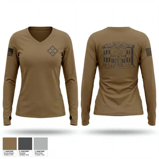 Womens Long Sleeve Vneck Shirt, 926 EN BDE, Army, Teamtime, Team time, sublimation, custom sports apparel, team uniforms, spirit wear, spiritwear, sports uniforms, custom shirts, team store, custom team store, fundraiser sports, apparel fundraiser