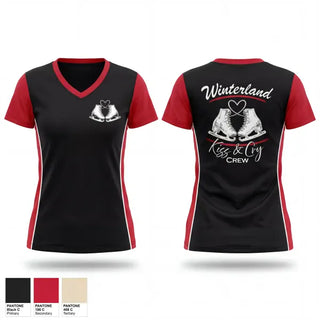 Womens Short Sleeve Vneck Shirt, Winterland Kiss and Cry Crew, Ice Hockey, Teamtime, Team time, sublimation, custom sports apparel, team uniforms, spirit wear, spiritwear, sports uniforms, custom shirts, team store, custom team store, fundraiser sports, apparel fundraiser