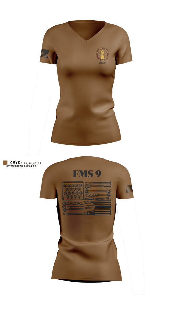 Womens Short Sleeve Vneck Shirt, FMS #9, Army, Teamtime, Team time, sublimation, custom sports apparel, team uniforms, spirit wear, spiritwear, sports uniforms, custom shirts, team store, custom team store, fundraiser sports, apparel fundraiser