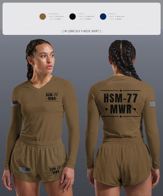 Womens Long Sleeve Vneck Shirt, HSM-77 MWR, , Teamtime, Team time, sublimation, custom sports apparel, team uniforms, spirit wear, spiritwear, sports uniforms, custom shirts, team store, custom team store, fundraiser sports, apparel fundraiser