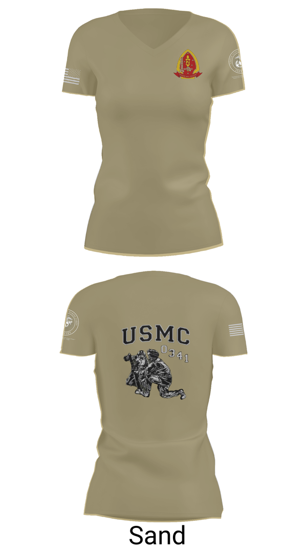 Womens Short Sleeve Vneck Shirt, 1st Bn 2mar 2nd MarDiv, , Teamtime, Team time, sublimation, custom sports apparel, team uniforms, spirit wear, spiritwear, sports uniforms, custom shirts, team store, custom team store, fundraiser sports, apparel fundraiser