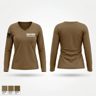 Womens Long Sleeve Vneck Shirt, 63rd CEC-I, Army, Teamtime, Team time, sublimation, custom sports apparel, team uniforms, spirit wear, spiritwear, sports uniforms, custom shirts, team store, custom team store, fundraiser sports, apparel fundraiser