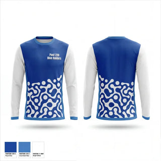 Long Sleeve Performance Shirt, Post 220 Blue Raiders, Baseball, Teamtime, Team time, sublimation, custom sports apparel, team uniforms, spirit wear, spiritwear, sports uniforms, custom shirts, team store, custom team store, fundraiser sports, apparel fundraiser