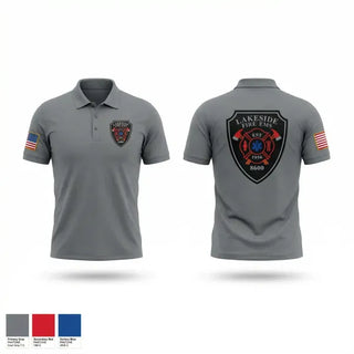 Short Sleeve Performance Polo, Lakeside fire, Fire Department, Teamtime, Team time, sublimation, custom sports apparel, team uniforms, spirit wear, spiritwear, sports uniforms, custom shirts, team store, custom team store, fundraiser sports, apparel fundraiser