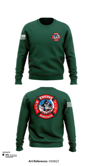 Crew Neck Sweatshirt, Station 19, Fire Department, Teamtime, Team time, sublimation, custom sports apparel, team uniforms, spirit wear, spiritwear, sports uniforms, custom shirts, team store, custom team store, fundraiser sports, apparel fundraiser