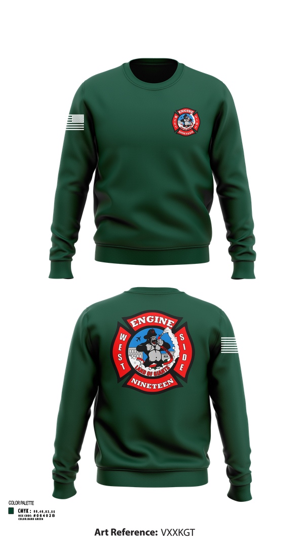 Crew Neck Sweatshirt, Station 19, Fire Department, Teamtime, Team time, sublimation, custom sports apparel, team uniforms, spirit wear, spiritwear, sports uniforms, custom shirts, team store, custom team store, fundraiser sports, apparel fundraiser