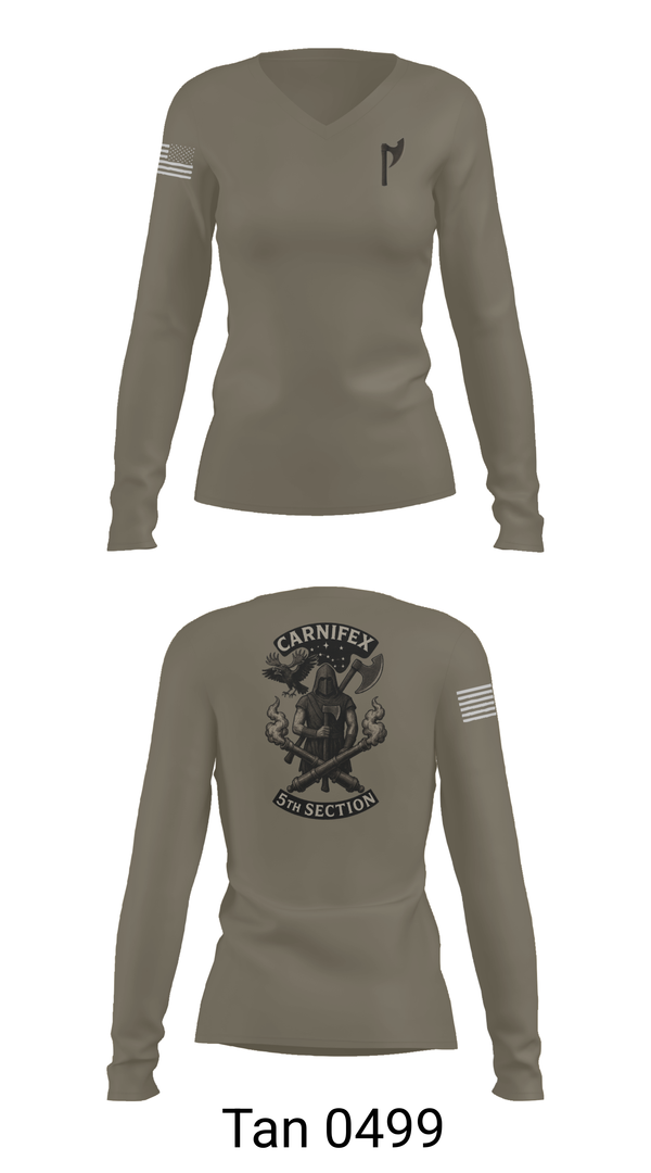 Womens Long Sleeve Vneck Shirt, 2-8 FA, C BTRY, , Teamtime, Team time, sublimation, custom sports apparel, team uniforms, spirit wear, spiritwear, sports uniforms, custom shirts, team store, custom team store, fundraiser sports, apparel fundraiser