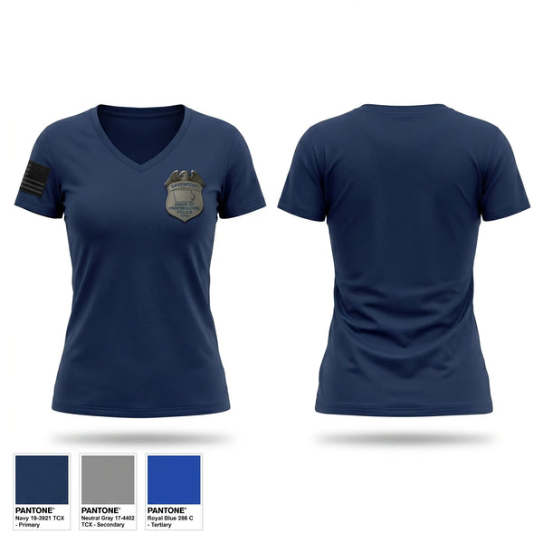 Womens Short Sleeve Vneck Shirt, Davenport Union of Professional Police, Police, Teamtime, Team time, sublimation, custom sports apparel, team uniforms, spirit wear, spiritwear, sports uniforms, custom shirts, team store, custom team store, fundraiser sports, apparel fundraiser